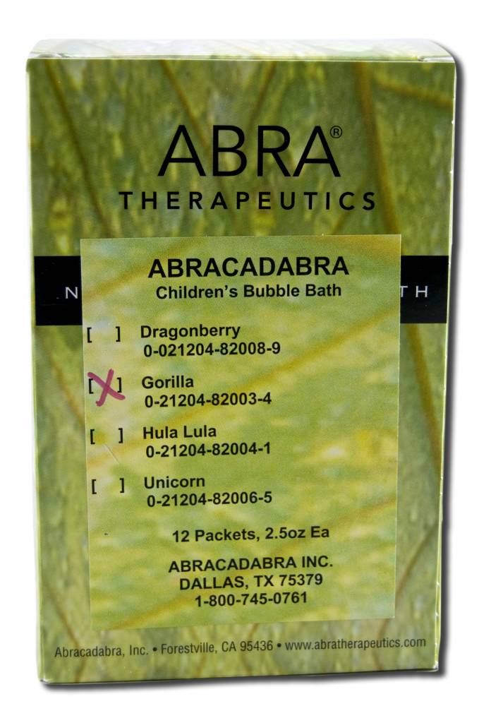 Abracadabra Baths Childrens Aromatherapy Bath Gorilla Bubble Bath Display 12 pc