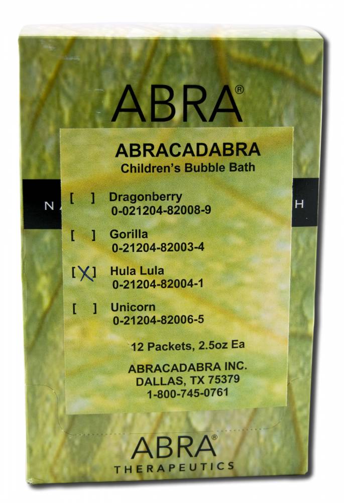 Abracadabra Baths Childrens Aromatherapy Bath Hula Lula Bubble Bath Display 12 pc