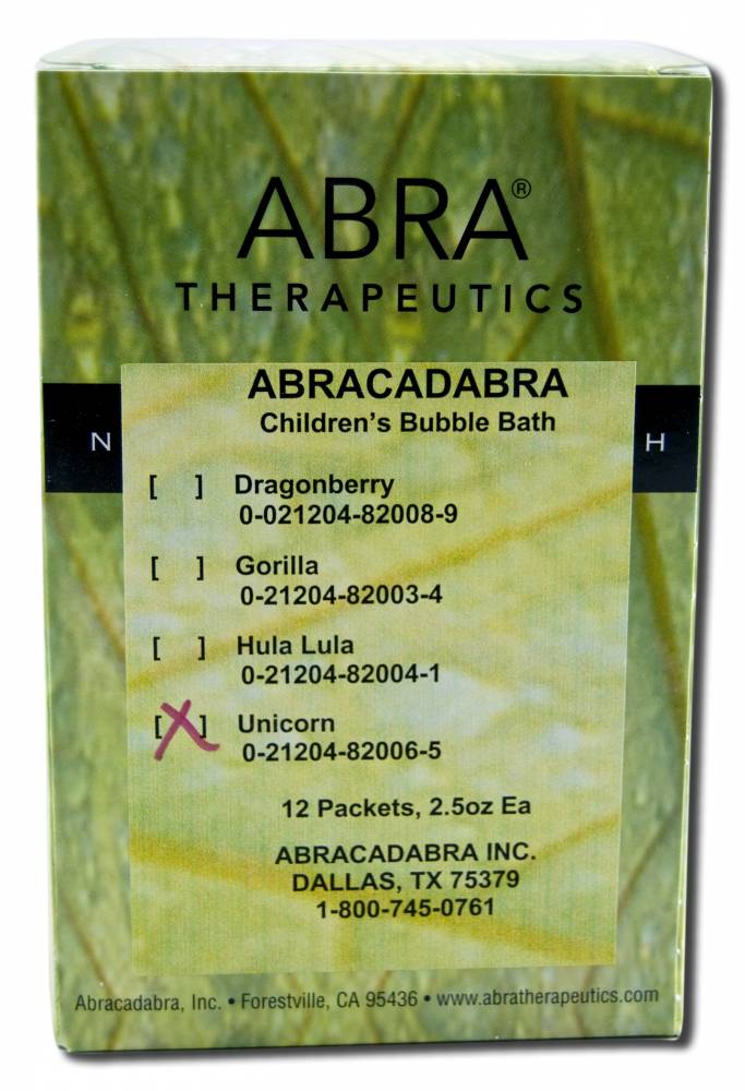 Abracadabra Baths Childrens Aromatherapy Bath Unicorn Bubble Bath Display 12 pc
