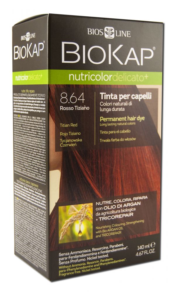 Biokap Permanent Hair Colors Delicato+ Extra Gentle 8.64 Titian Red