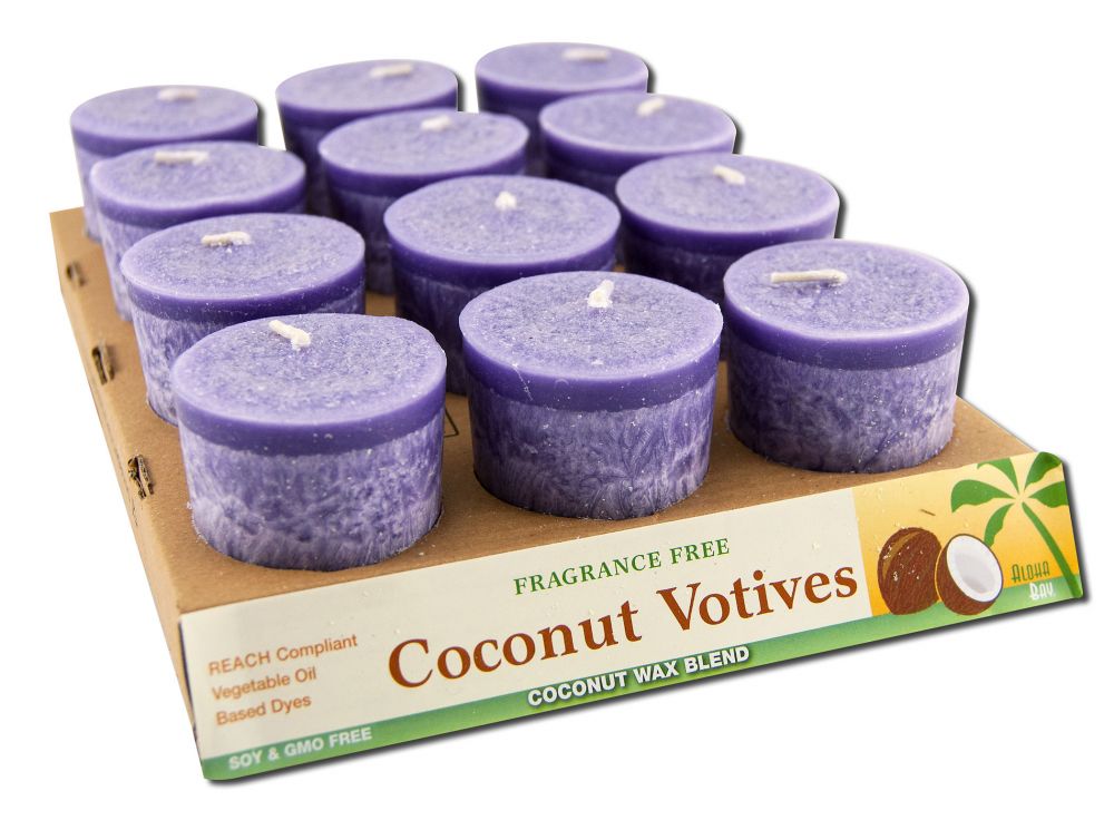 Aloha Bay Palm Wax Candles Coconut Wax Unscented Votives Violet 12 pc