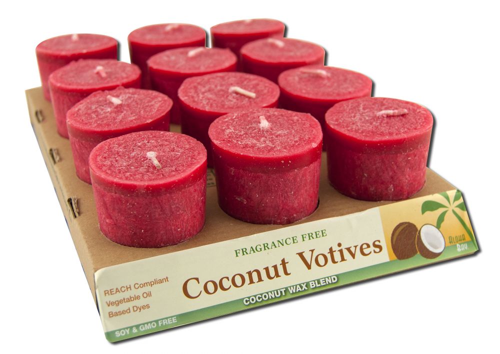 Aloha Bay Palm Wax Candles Coconut Wax Unscented Votives Red 12 pc