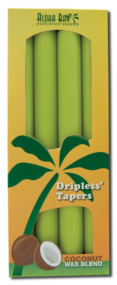 Aloha Bay Palm Wax Candles Palm Taper 9in Unscented Melon Green 4 pk