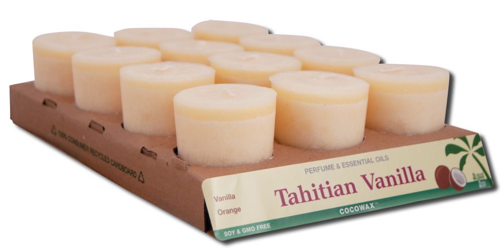 Aloha Bay Palm Wax Candles Coconut Wax Perfume Blends With Essential Oils Votive 12 pc Tahitian Vanilla (Ivory)
