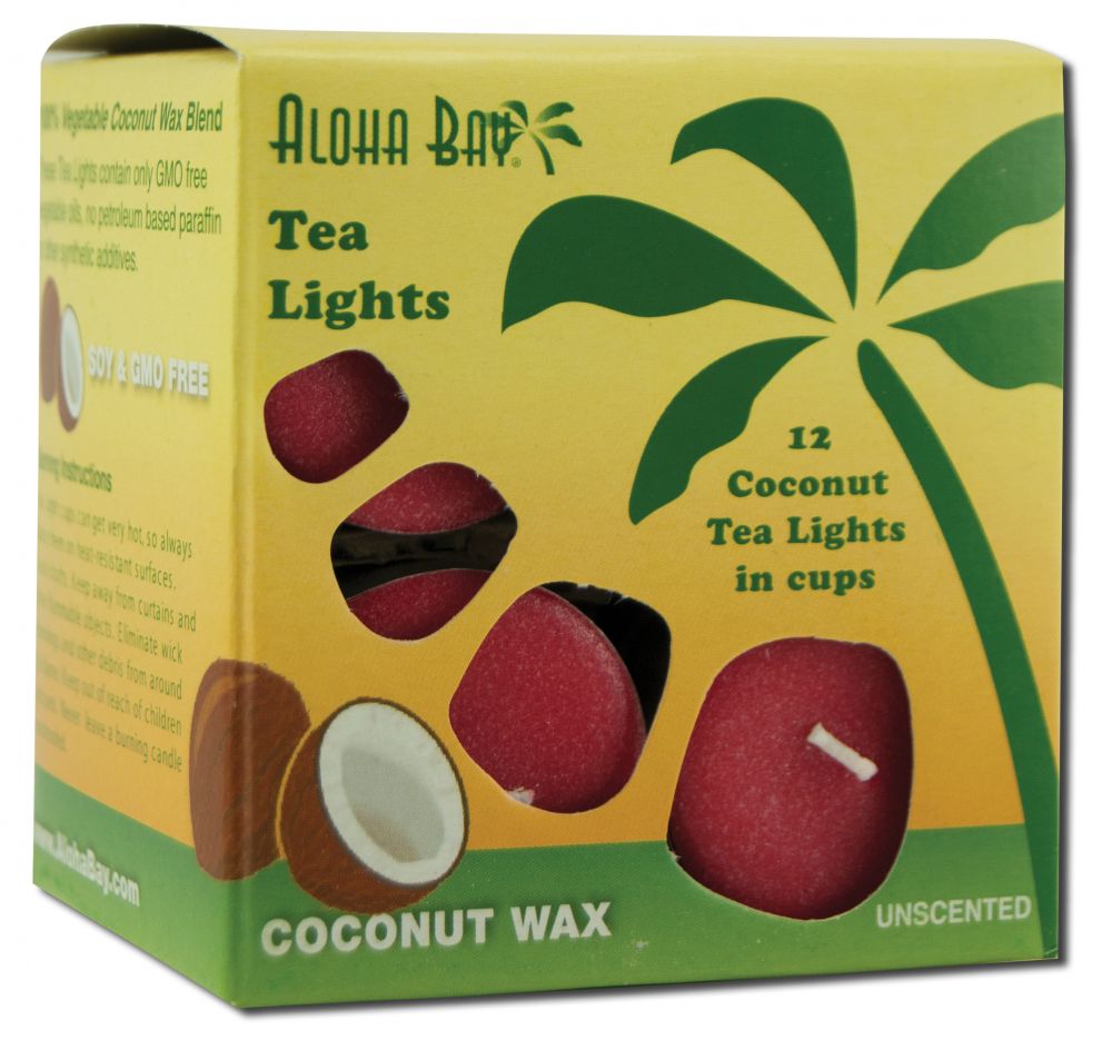 Aloha Bay Palm Wax Candles Unscented Tea Lights .7 oz 5 Hours Red
