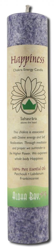Aloha Bay Palm Wax Candles Chakra Energy Pillars 1.375 in x 8in 20-30 Hours Happiness