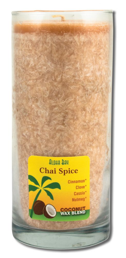 Aloha Bay Palm Wax Candles Coconut Wax Essential Oil Aloha Jar Chai Spice Light Brown 11 oz