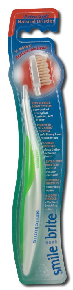 Smile Brite Toothbrushes Replaceable Head Toothbrushes Natural V-Wave Replaceable Head Natural Extra Soft Toothbrush