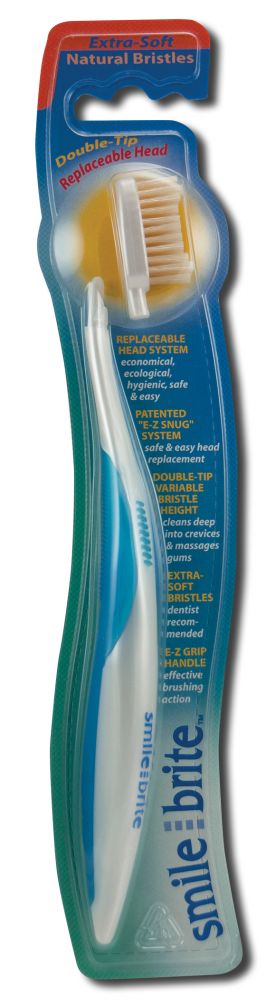 Smile Brite Toothbrushes Replaceable Head Toothbrushes Natural Double Tip Replaceable Head Natural Extra Soft Toothbrush