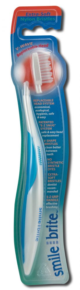 Smile Brite Toothbrushes Replaceable Head Toothbrushes Nylon V-Wave Replaceable Head Nylon Extra Soft Toothbrush