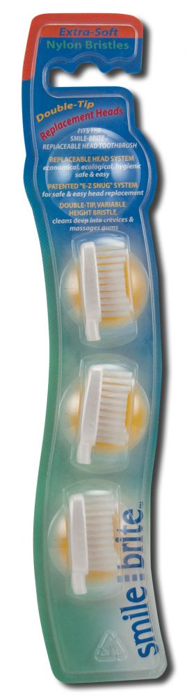 Smile Brite Toothbrushes Replaceable Head Toothbrushes Nylon Double Tip Replacement Head 3 Nylon Extra Soft Toothbrush