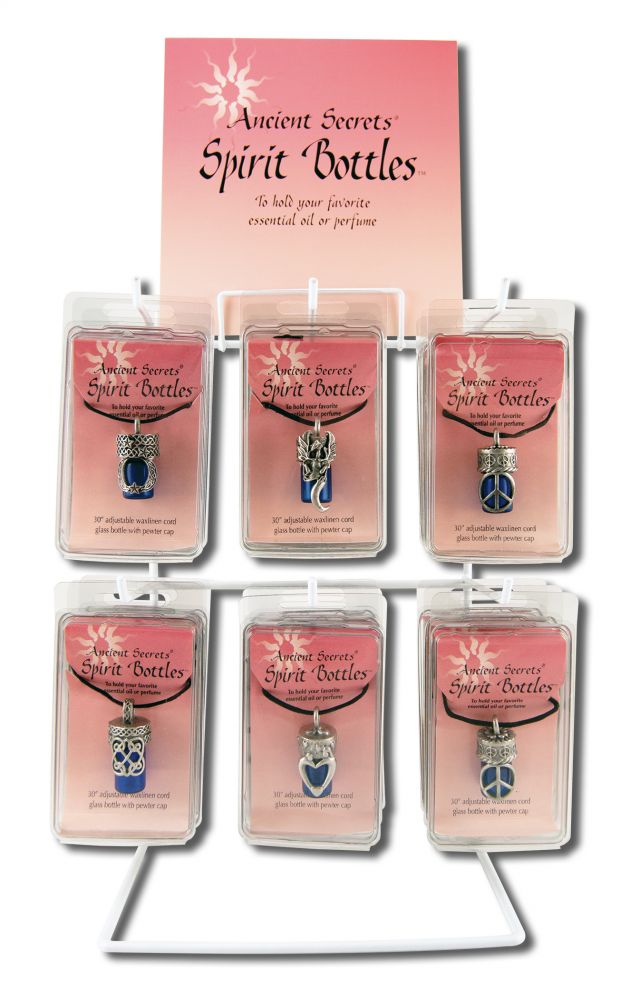 Ancient Secrets Aromatherapy Spirit Bottle Necklace Spirit Bottle Necklace Display PPK 18pc