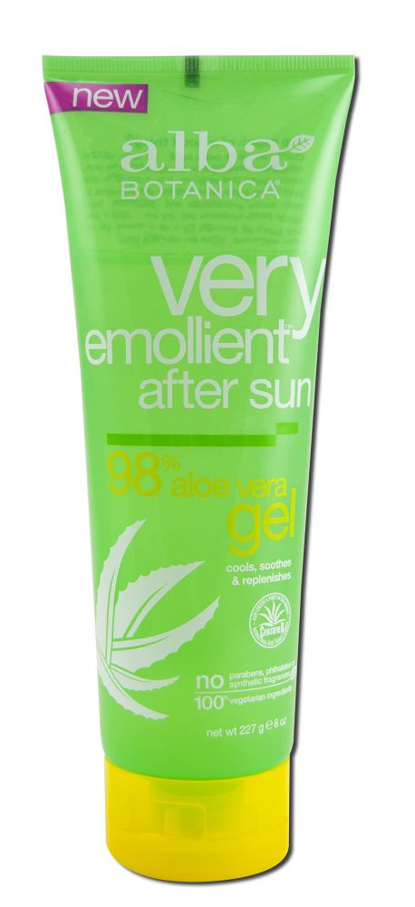 Alba Botanica Sun Care Products Very Emollient After Sun 98% Aloe Vera Gel 8 oz