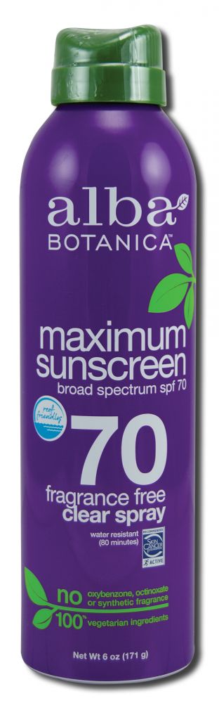 Alba Botanica Hawaiian Sun Care Maximum Clear Spray Sunscreen SPF 70 6 oz