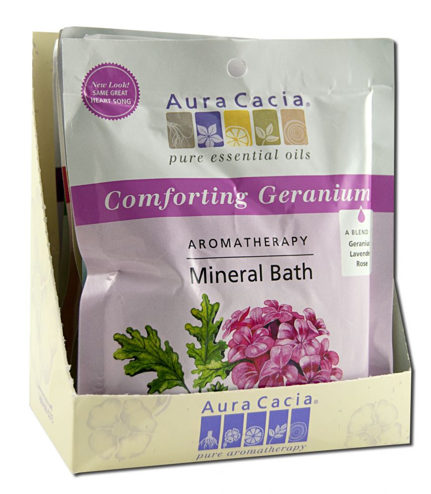 Aura Cacia Mineral Baths Comforting Geranium 2.5 oz 6 pk
