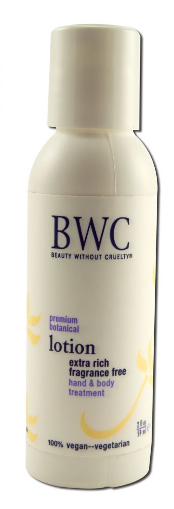 Beauty Without Cruelty (BWC) Trial-travel Minis Extra Rich Fragrance Free Lotion 2 oz
