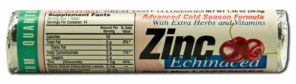 Quantum Inc. Cold Season Products ZincEchinacea Lozenge Roll 14 ct