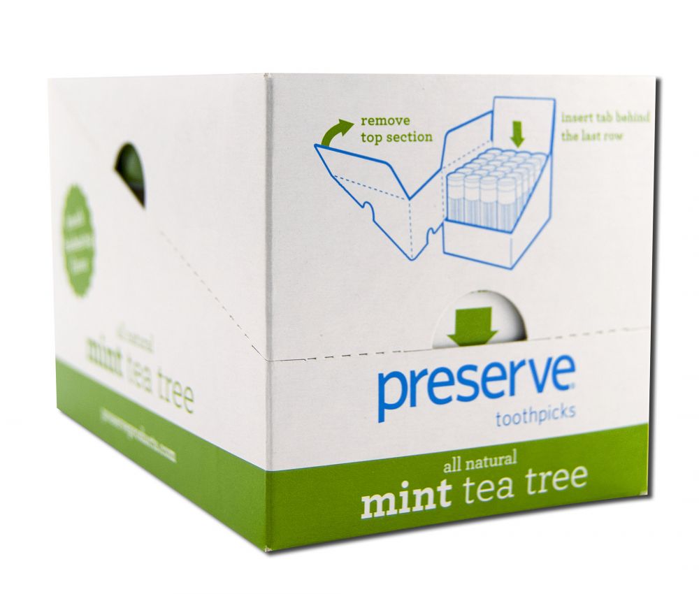 Preserve Flavored Toothpicks Mint Tea Tree Display 24 pc