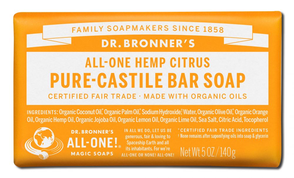 Dr Bronners Organic Bar Soaps Pure Castile Citrus Orange
