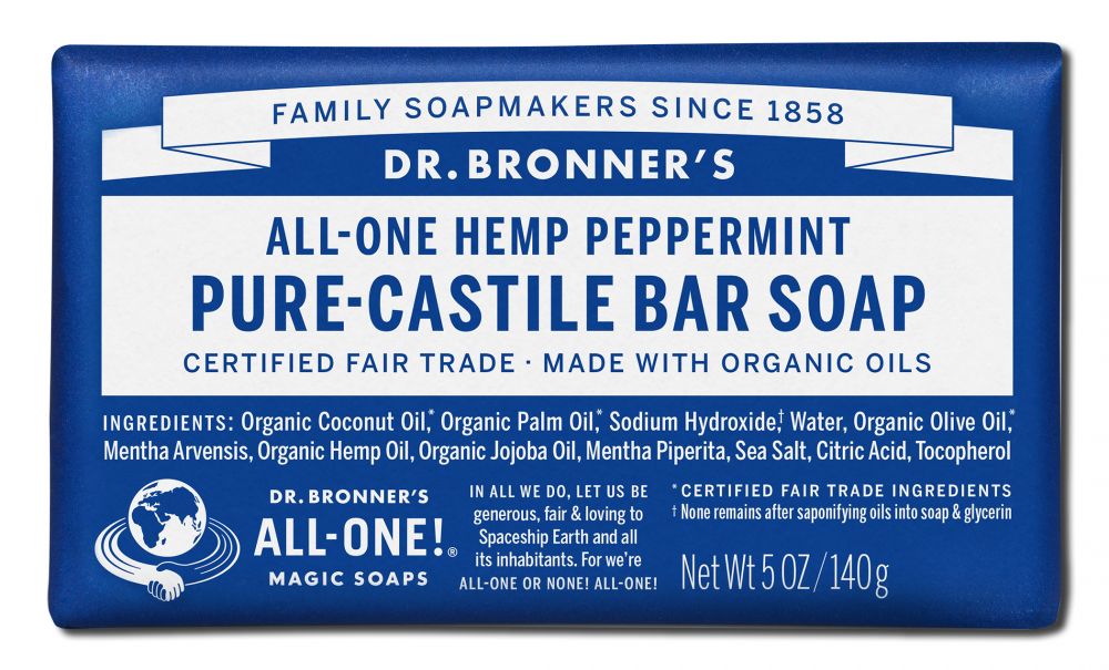 Dr Bronners Organic Bar Soaps Pure Castile Peppermint 5 oz