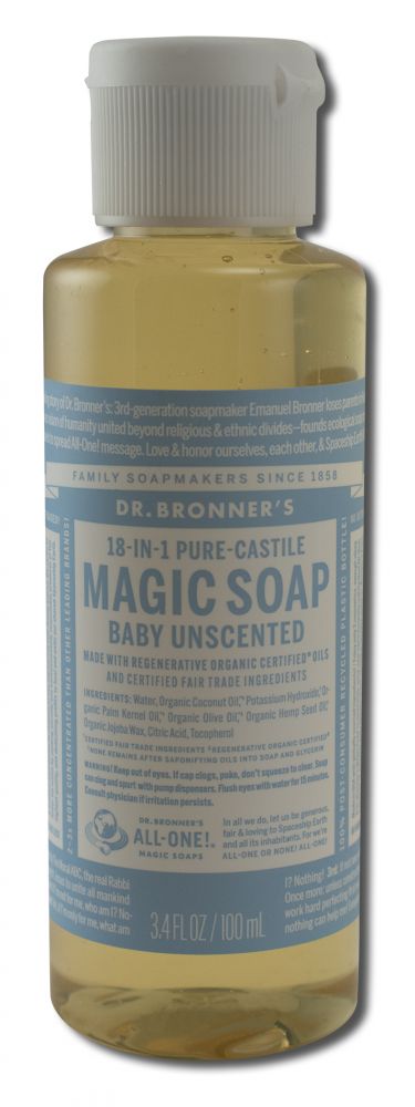 Dr Bronners Liquid Castile Soap Baby Unscented 3.4 oz