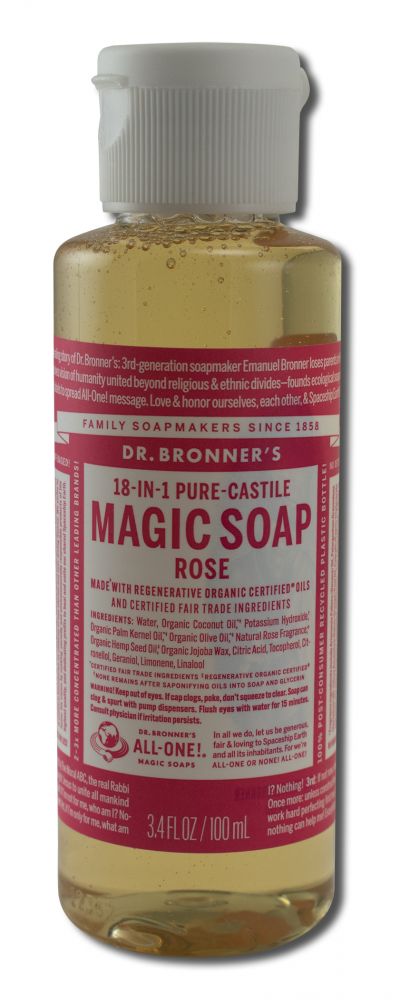 Dr Bronners Liquid Castile Soap Rose 3.4 oz