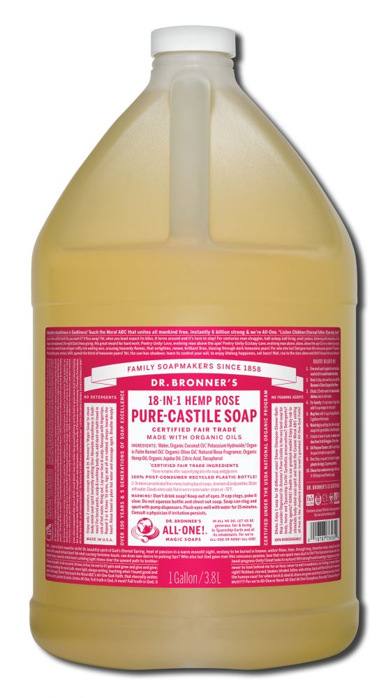 Dr Bronners Liquid Castile Soap Rose gallon