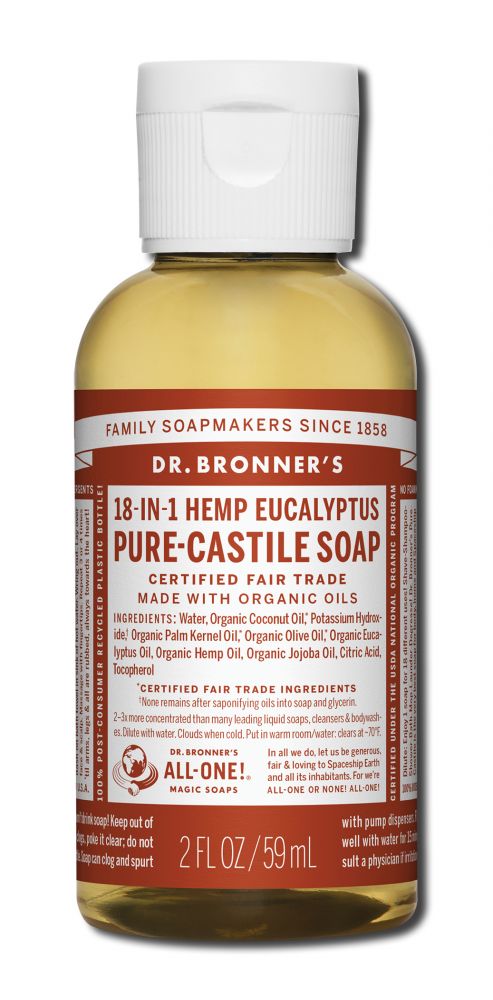 Dr Bronners Magic Soap Travel Organic Liquid Soap Eucalyptus 2 oz