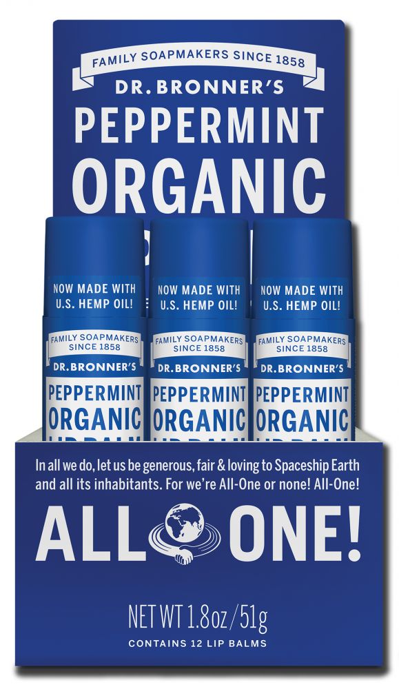 Dr Bronners Organic Lip Balms Peppermint 12 pack