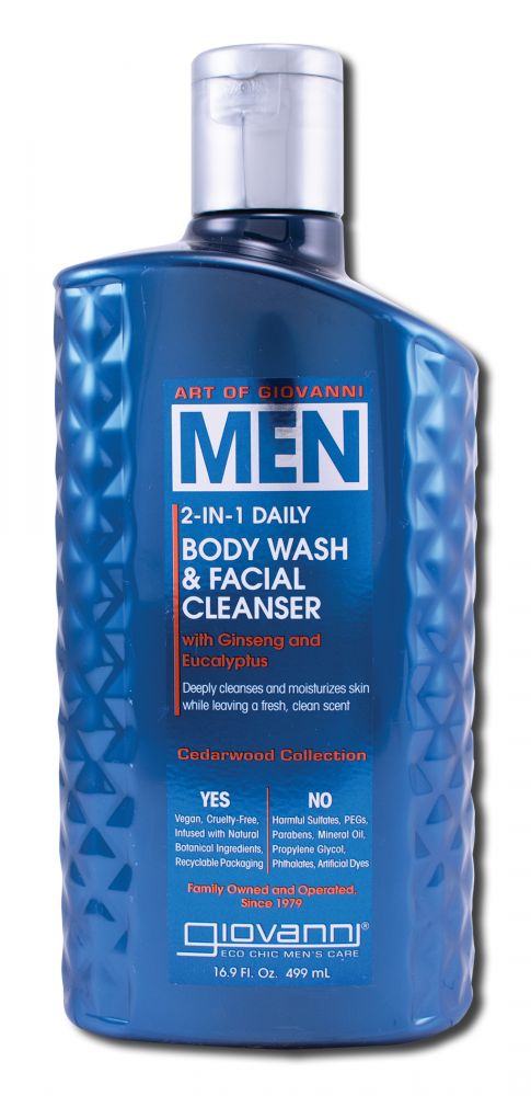 Giovanni Mens Cedarwood Collection 2in1 Daily Body Wash & Facial Cleanser 16.9 oz