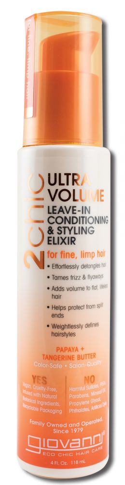 Giovanni 2chic Ultra Volume Tangerine & Papaya Butter Collection Leave-In Conditioning Elixir 4 oz