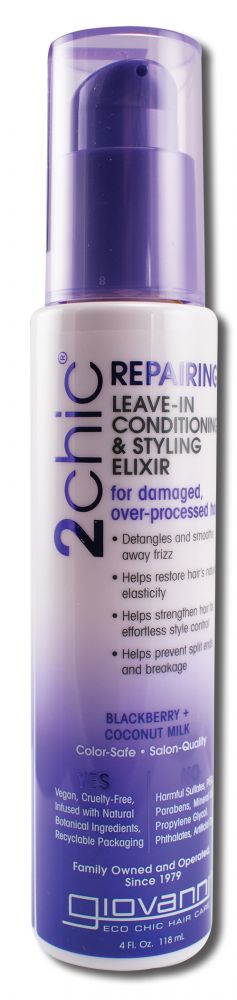 Giovanni 2chic Blackberry & Coconut Milk Collection Leave-In Conditioning & Styling Elixir 4 oz