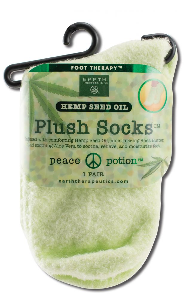 Earth Therapeutics Foot & Pumice Products Hemp Seed Oil Aloe Socks Light Green