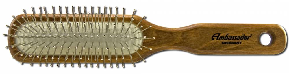 Ambassador Hairbrushes (By Faller) Hairbrushes - Wooden Handle with Pneumatic Brushes Wood Rectangle/Steel Pin 5115