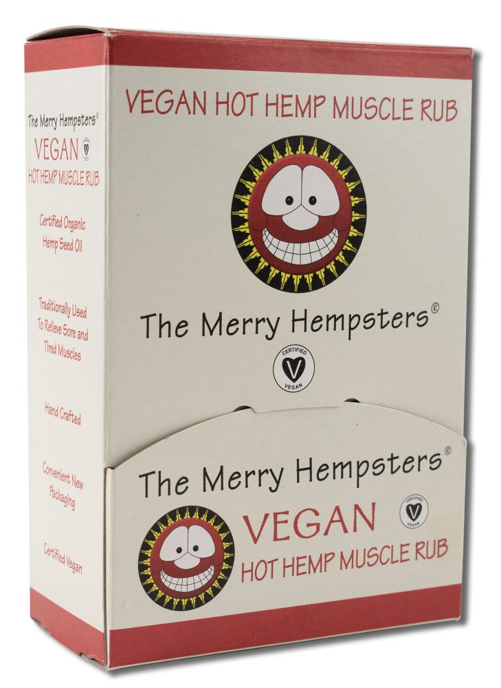 Merry Hempsters Hemp Rubs & Salves (Push-up Tubes) Hot Hemp Muscle Rub .6 oz 12 pc