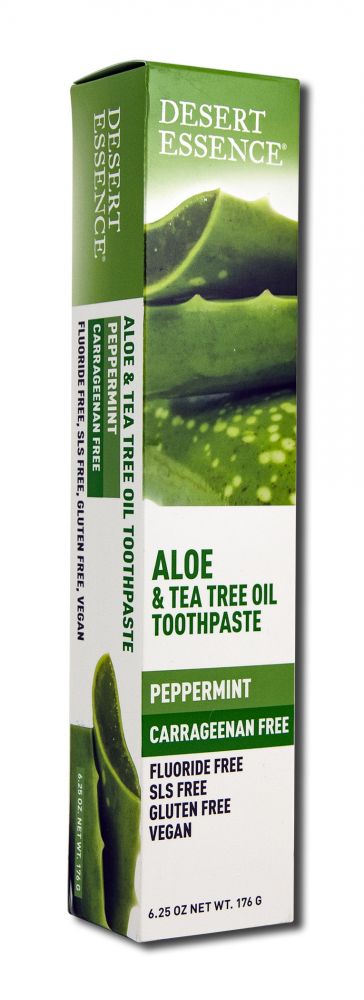 Desert Essence Dental Care Tea Tree Aloe Peppermint Carrageenan Free Toothpaste 6.25 oz
