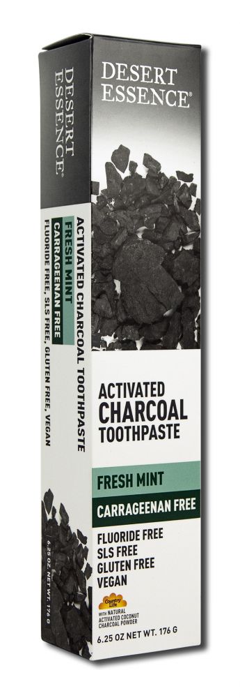 Desert Essence Dental Care Coconut Charcoal Fresh Mint Carrageenan Free Toothpaste 6.25 oz