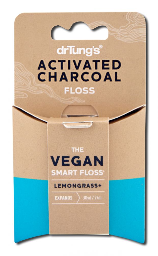 Dr. Tungs Products Oral Hygiene Activated Charcoal Vegan Floss Lemongrass 30 yd