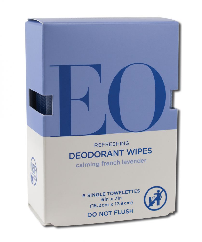 EO Products Organic Deodorant Spray 4 oz Lavender Wipes 6 ct Box