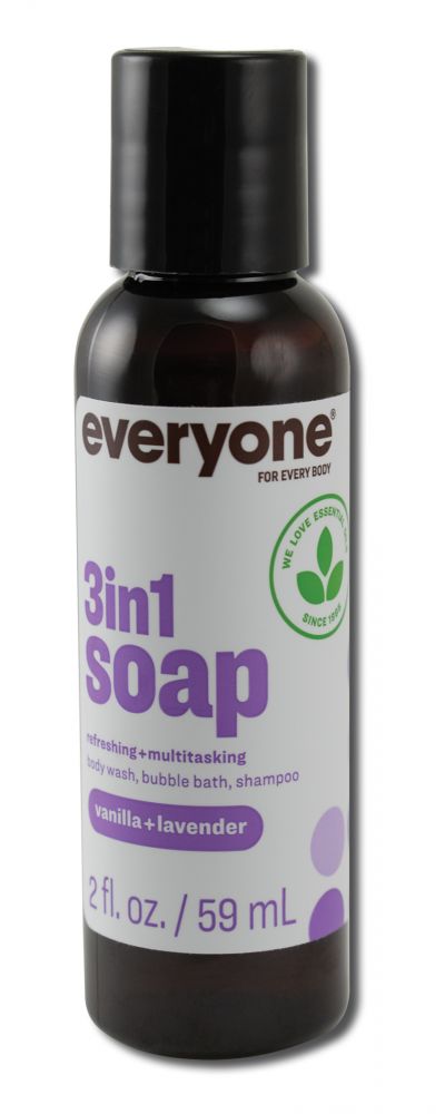 EO Products EO 3 In 1 Everyone Soap: Shower Gel, Bubble Bath, Shampoo Vanilla Lavender 2 oz
