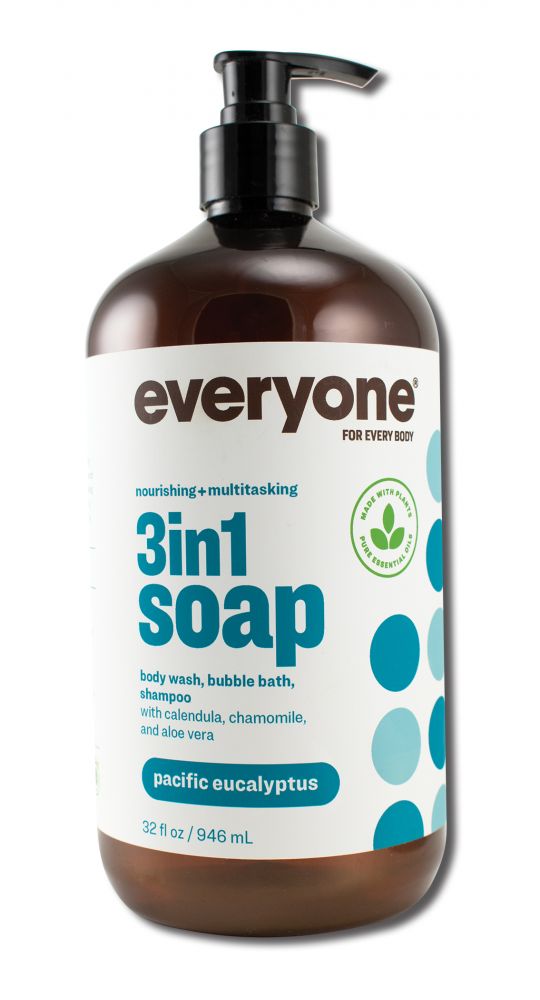 EO Products EO 3 In 1 Everyone Soap: Shower Gel, Bubble Bath, Shampoo Pacific Eucalyptus 32 oz
