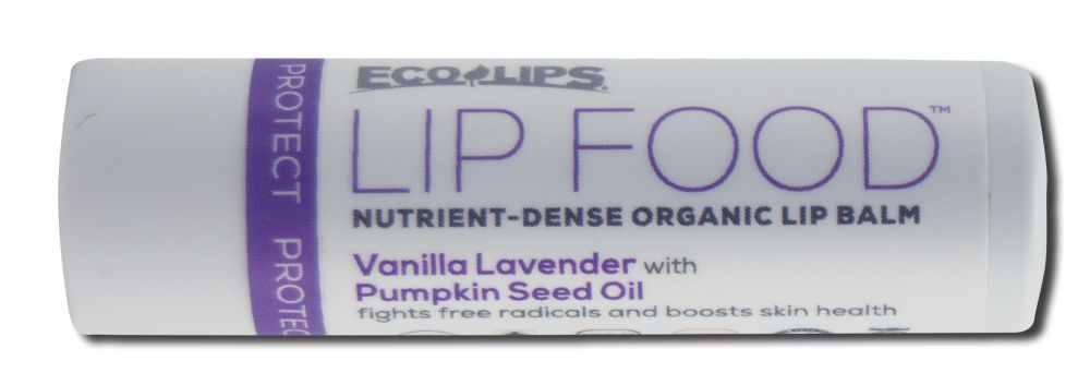 Eco Lips Organic Lip Balm Tube Protect Lip Food Vanilla Lavender with Pumpkin Seed Oil .15 oz