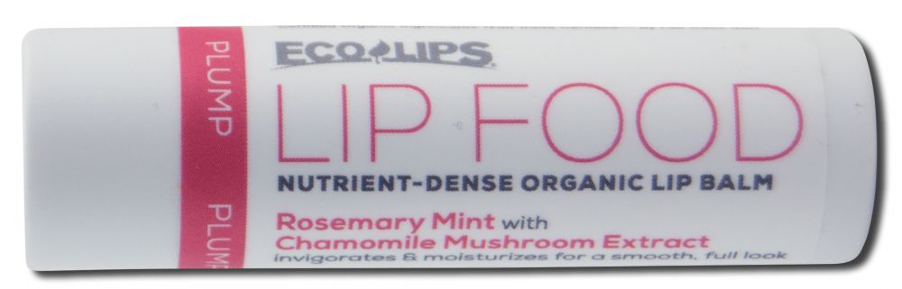 Eco Lips Organic Lip Balm Tube Plump Lip Food Rosemary Mint with Chamomile Mushroom Extract .15 oz
