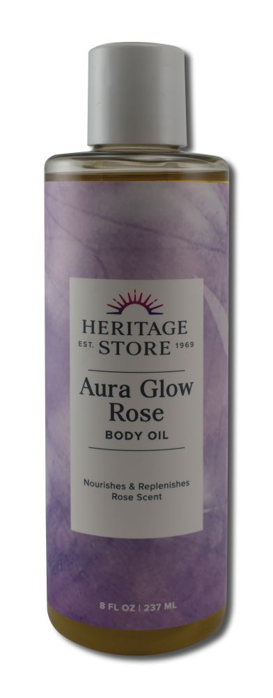 Heritage Store Aura Glow Massage Oil Rose Massage Oil 8 oz