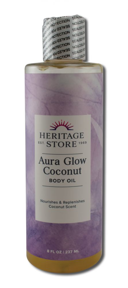 Heritage Store Aura Glow Massage Oil Coconut Musk 8 oz