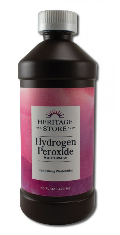 Heritage Store Mouth Care Products Hydrogen Peroxide Mouthwash - Wintermint 16 oz