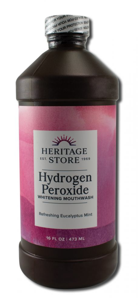 Heritage Store Mouth Care Products Hydrogen Peroxide Mouthwash + White 16 oz