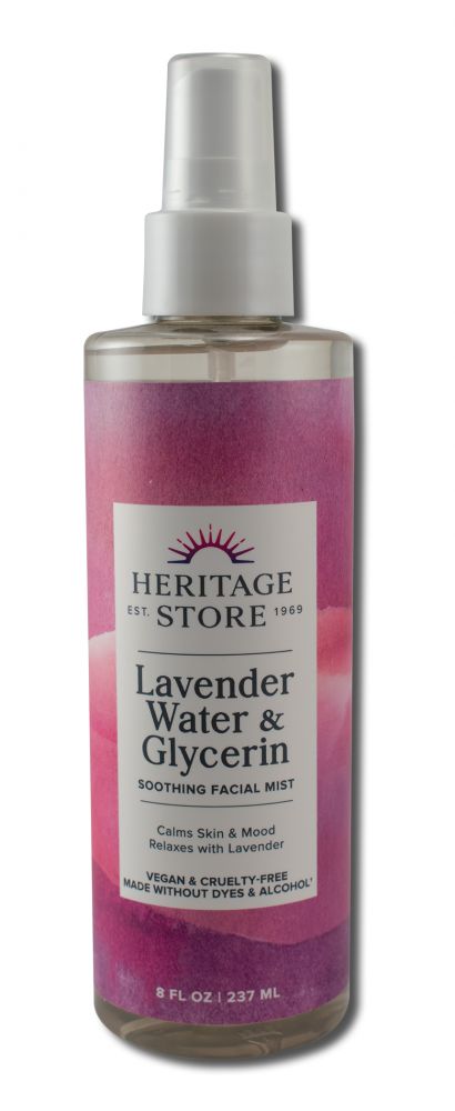 Heritage Store Flower Waters with Atomizer Lavender Glycerin 8 oz