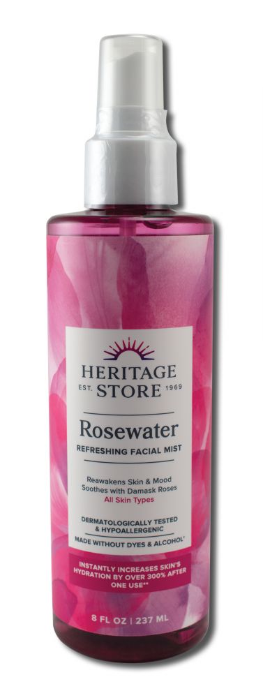 Heritage Store Flower Waters with Atomizer Rosewater 8 oz