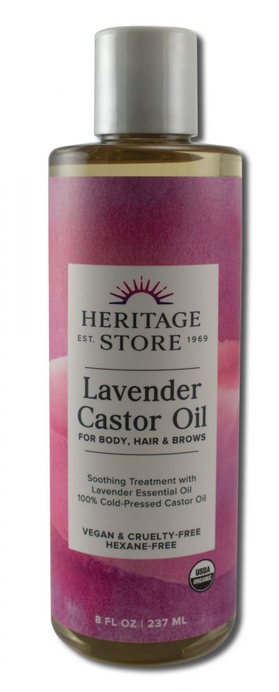 Heritage Store Castor Oil Organic Lavender Castor Oil 8 oz